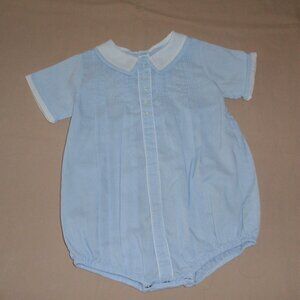 Feltman Brothers 6M Infant Boys Blue Embroidered Collared Romper Outfit Bubble